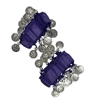 Indigo Chiffon Stretch Bracelets with Beads and Silver Coins