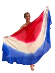 Ombre Semi-Circle Silk Belly Dance Veil in Red / White / Blue