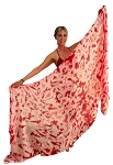 Tie-Dye Silk Belly Dance Veil in Red and White