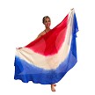 Ombre Semi-Circle Silk Belly Dance Veil in Red / White / Blue 