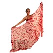 Tie-Dye Silk Belly Dance Veil in Red and White 