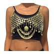 Egyptian Gold Tone Coin Bra Cover with Drapes, Medallion, and Teardrops 