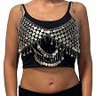 Egyptian Silver Tone Coin Bra Cover with Chain Drapes 